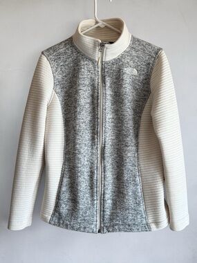 The North Face Indi Rib Knit Full Zip Fleece Jacket Gray Cream Women’s L Cozy